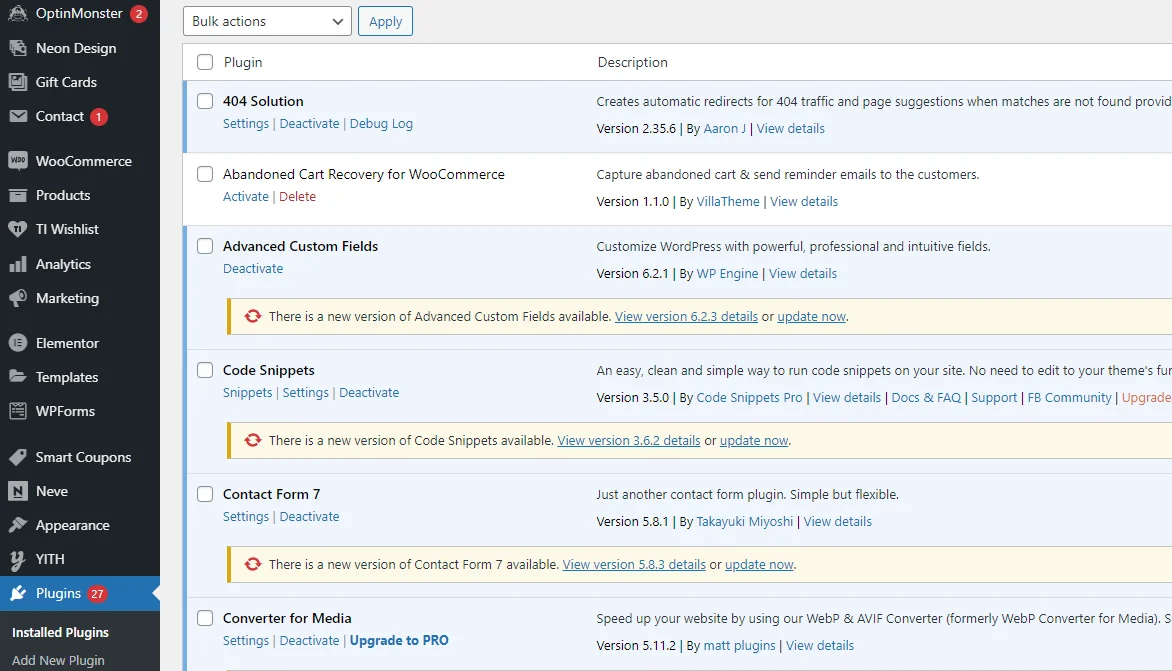 WordPress独立站禁用程序主题和插件自动更新(插件和代码)-WE B2C跨境工作室