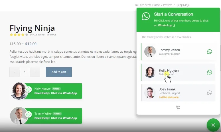 独立站在线客服WhatsApp Chat WordPress